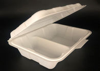 Clear disposable biodegradable pet fast food tray clamshell container white round bowl
