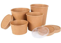 Various sizes Match PET lid Bamboo Bagasse salad kraft paper bowl
