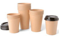 Disposable brown kraft paper coffee cup for hot coffee and Milk tea with plastic lid