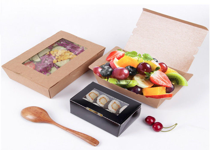 Disposable fruit salad container, take away paper salad box packaging